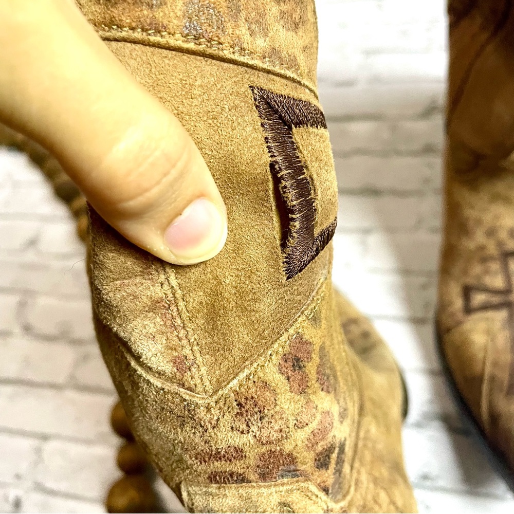 Old Gringo Cross Embroidered Distressed Leather Western Cowboy Boots Sz Womens 6 - Picture 10 of 12